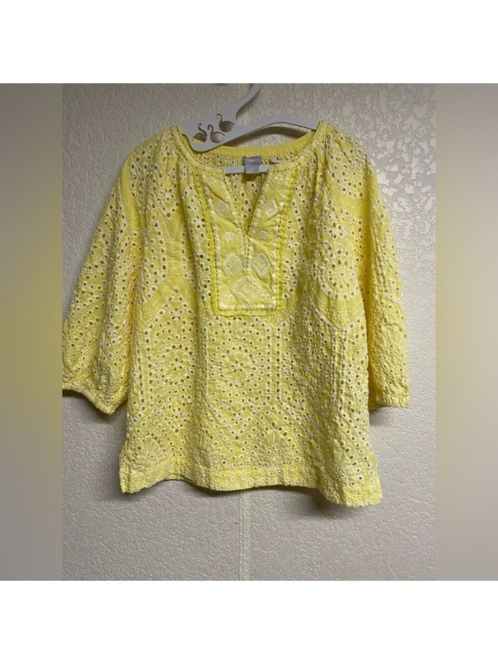 Yellow Eyelet Top